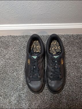 Puma Basket Black Faux Leather Low-Top Sneakers Size 6